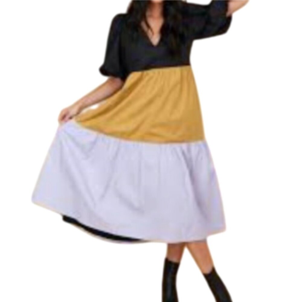 Crosby by Mollie Burch Brawley Colorblock Maxi Dress Prairie Cottagecore